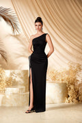 Women's One-Shoulder Embellished Mermaid Slim Fit Waist-Cinching Evening Gown...