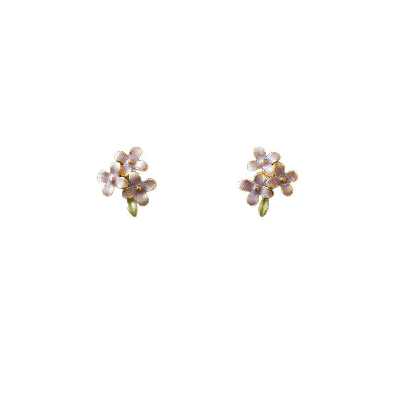 Enamel Flower Minimalist Stud Earrings - view 5
