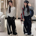 Girls' Drawstring Tee & Wide-Leg Pants Set