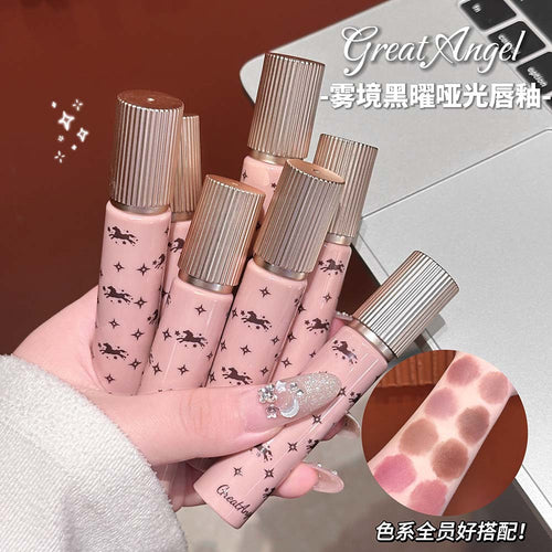 GreatAngel雾境黑曜哑光唇釉  丝滑绒雾哑光不卡纹显色伪素颜彩妆