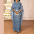 Lace Cape Sleeveless Maxi Dress - Elegant Evening Gown Resort Style Dress