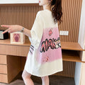 Cotton Sequin Cartoon T-Shirt - Sparkly Oversized Short Sleeve Top Women