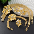 Africa Bride Banquet Gown Set Accessory Net Form Chain Cubic Zirconia Pendant Necklace Bracelet Set Earrings Ring Set