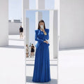Long Sleeve Evening Gown Set - Blazer Top with Chiffon Maxi Skirt Slim Fit
