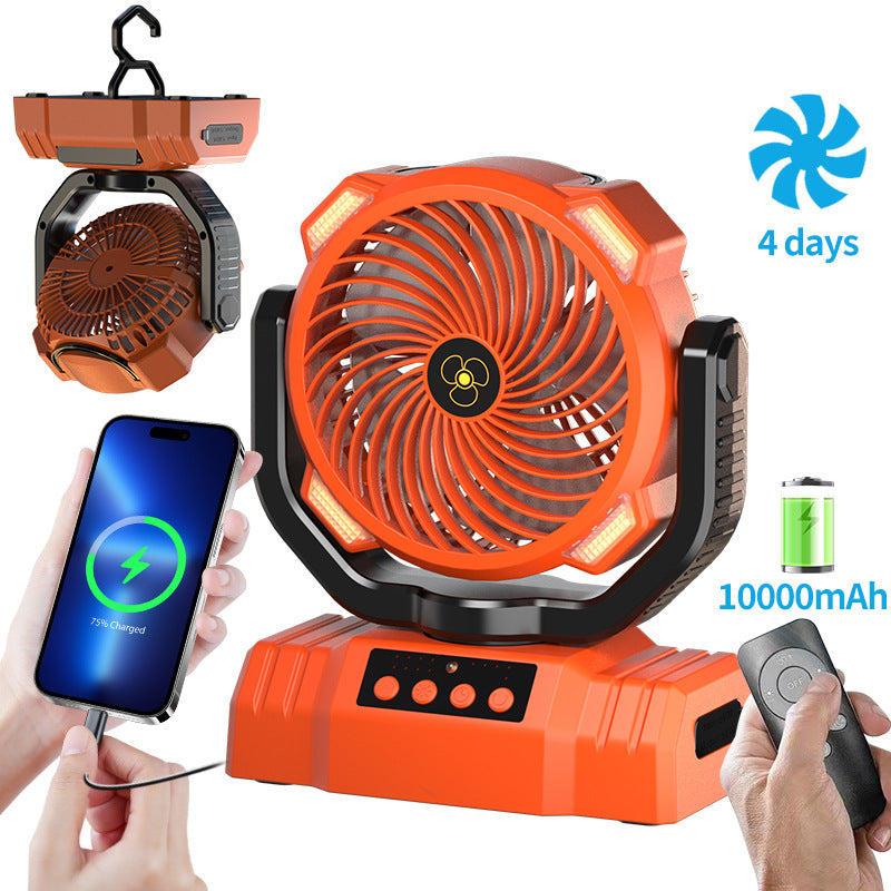 Solar Camping Fan - USB Rechargeable, Oscillating, Long Battery