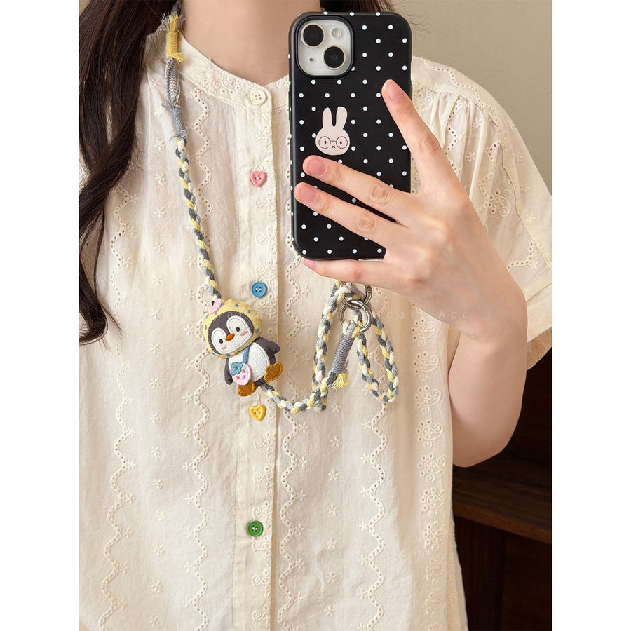 Handwoven Penguin and Bunny Phone Charm - view 6