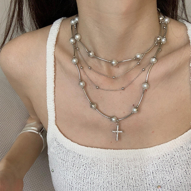 Vintage Punk Rhinestone Metal Necklace - view 8