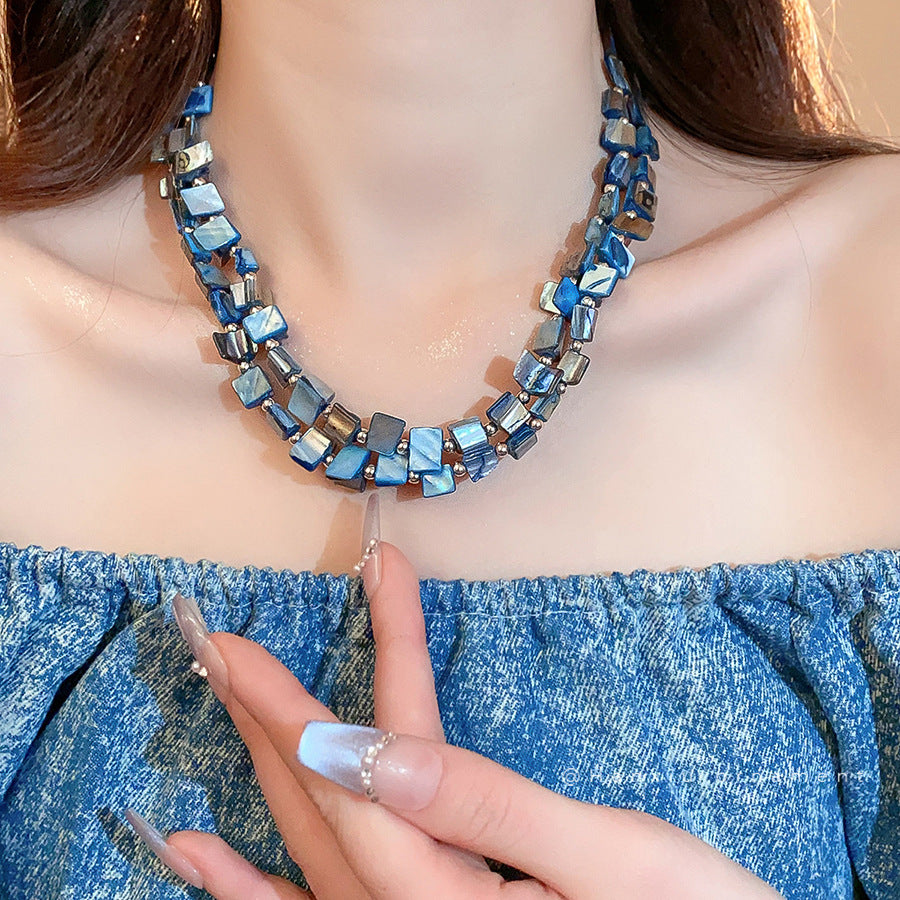 Vintage Double-Layer Shell Beaded Necklace - view 3