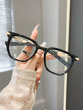 Big Frame Plano Glasses New Import Anti-Blue Korean Style Trendy Fashionable Simple Style Personality Frame Glasses Women