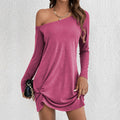 Women's Loose T-shirt Dress - Long Sleeve