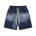 ARTIE Men's Retro Pure Cotton Spray-Dye Distressed Washed Loose Fit Shorts