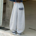 Girls' Plaid Spliced Wide-Leg Sweatpants