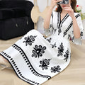 Women's Chinese French Short Sleeve V-Neck Printed Dress + Skirt 2026 - 1-1#