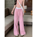 Women's Summer Casual Relaxed Plaid Textured Lightweight Wide Leg Pants + Pants 2026 - Blue