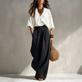 Casual Fashion Batwing Sleeve Wide Leg Pants + Top Set