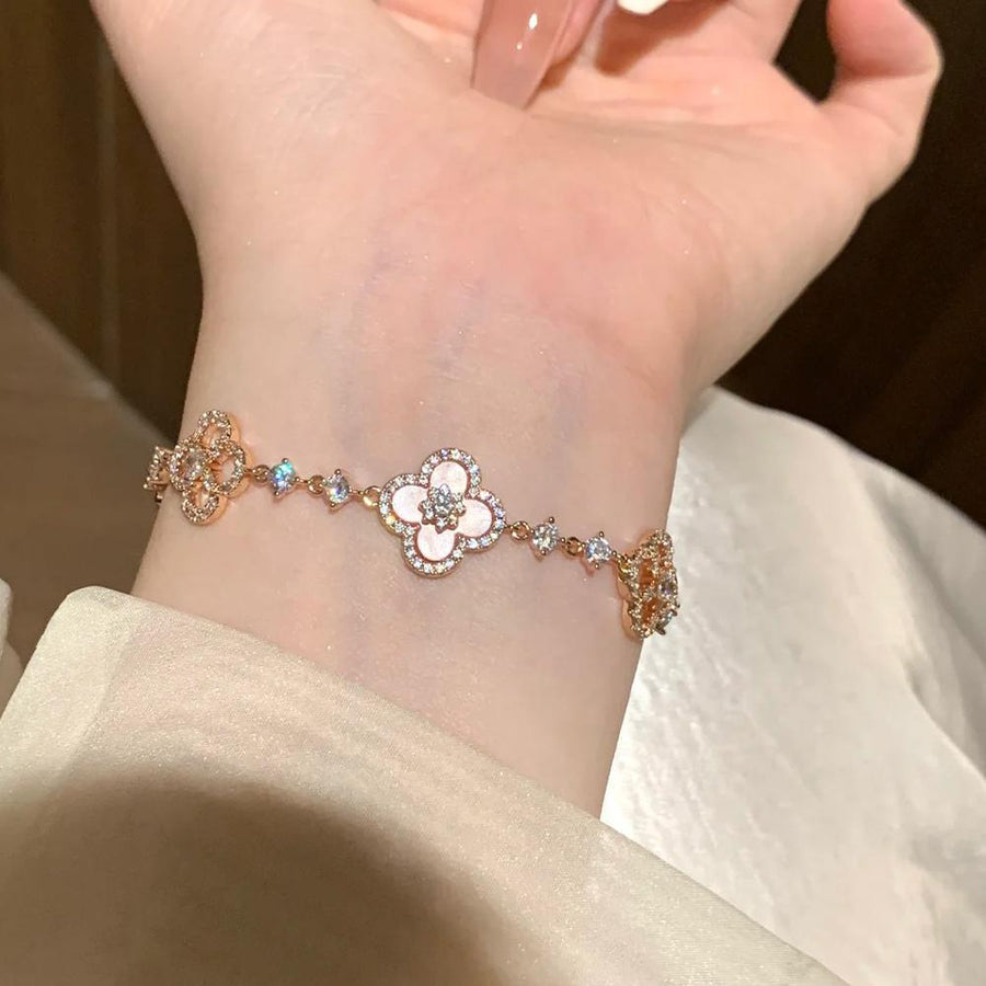 French Rhinestone Floral Adjustable Bracelet - view 4
