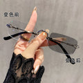 Rimless Prescription Photochromic Bare Face Gold Silk Rimless Glasses Premium No Edge Frame Pure Seduction Anti-Blue-Light Myopia Glasses