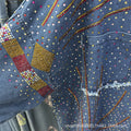 European Heavy Crystal Decorated Loose Denim Shirt + Elastic Waist Wide Leg Pants Two-Piece Set