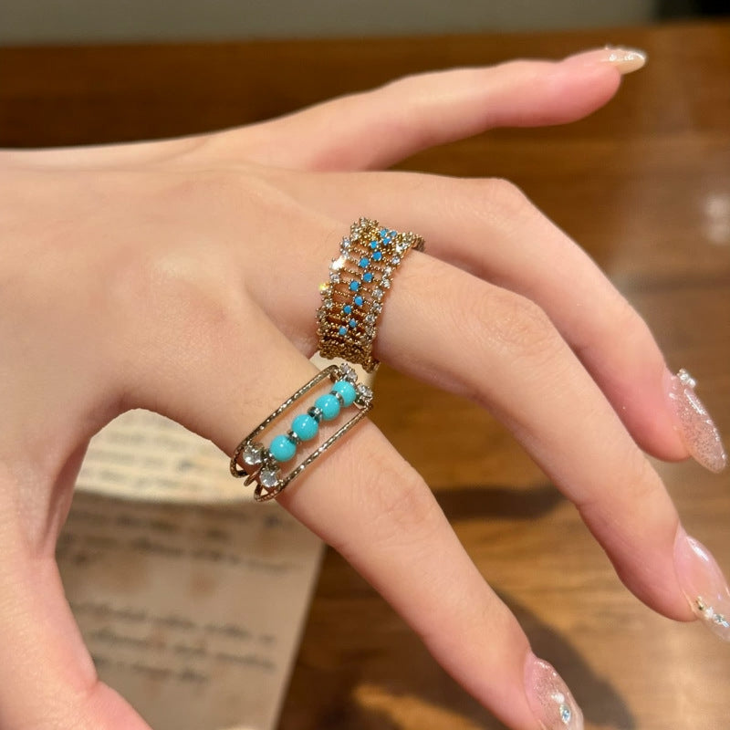 French Multi-Layer Zircon Open Ring - view 4