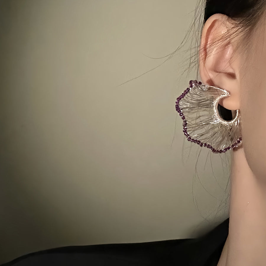Woven Round Textured Stud Earrings - view 3