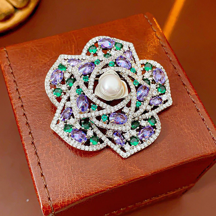 Rhinestone Butterfly Pearl Brooch - view 7