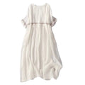 Plus Size Cotton Linen Embroidered Retro Mid-Length Dress