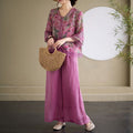 Women's Summer Artistic Retro Printed Wide Leg Pants + Top 2-Piece Set 2026 - Rose Red Set