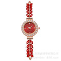 2026 New Fashionable Rhinestone Leaves Round Ladies Watch Clean Dial Adjustable Overseas Pro Supply Gift Watch