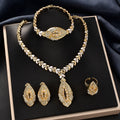 Middle East Style of Bride Jewelry Set Leaf Lens Design Pendant Set Inlay Full Diamond Huawei Beauty Sparkle Dazzling Premium Jewelry