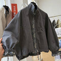 Women's Spring Workwear Retro Stand Collar Cropped Jacket 2026 - Black Jacket