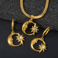 Western Niche Jewelry Fashionable Commute Necklace Earrings Set Snake Chain Too With Moon Heart Pendant Women