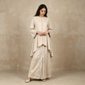 Satin Embroidered Long Sleeve Wavy Edge Loose Skirt + Top 2-Piece Set