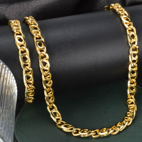 Western nk Chain 750 Mark Cuban Chain Real Sky 18K Gold Plated Geometric Shape Men Hip-Hop diy Necklace Bracelet Set