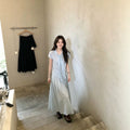 Korean Slimming Short Sleeve Long Skirt + Shirt 2-Piece Set