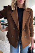 Women's Spring Fashion Elegant Wool Patchwork Jacket 2026 | Trendy Jacket - Brown