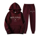 Fashion Plus Size Lined Printed Letter Print Hoodie Set