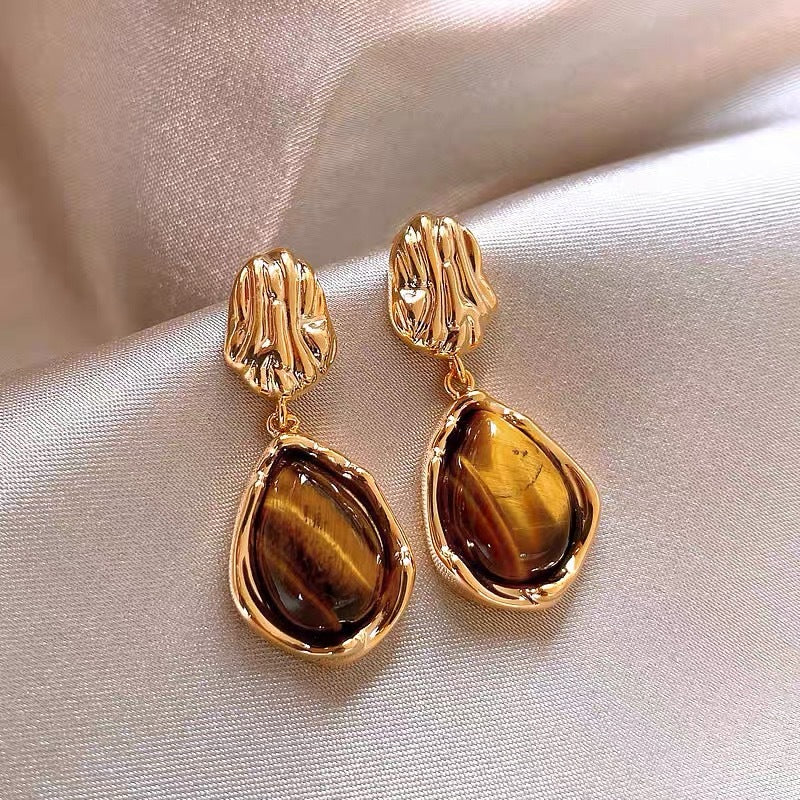 Tiger's Eye Huggie Hoop Earrings - view 12