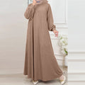 Women's Casual Long Sleeve Crew Neck Loose Dress 2026 | Elegant Summer Dress - Brown