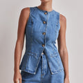 Spring-Summer Fashion Sleeveless Waist-Tie High Waist Loose Shorts Set