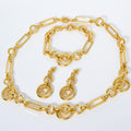 Overseas Fashionable Commute Simple Style Geometric Jewelry Set Western Personality Versatile Premium Bracelet Necklace Earrings Set