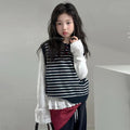 Girls' Striped Knit Vest & Base Layer Set