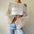 Women's Fall Casual Sexy Wool Flared Sleeve Cropped Flared Sweater 2026 - Green