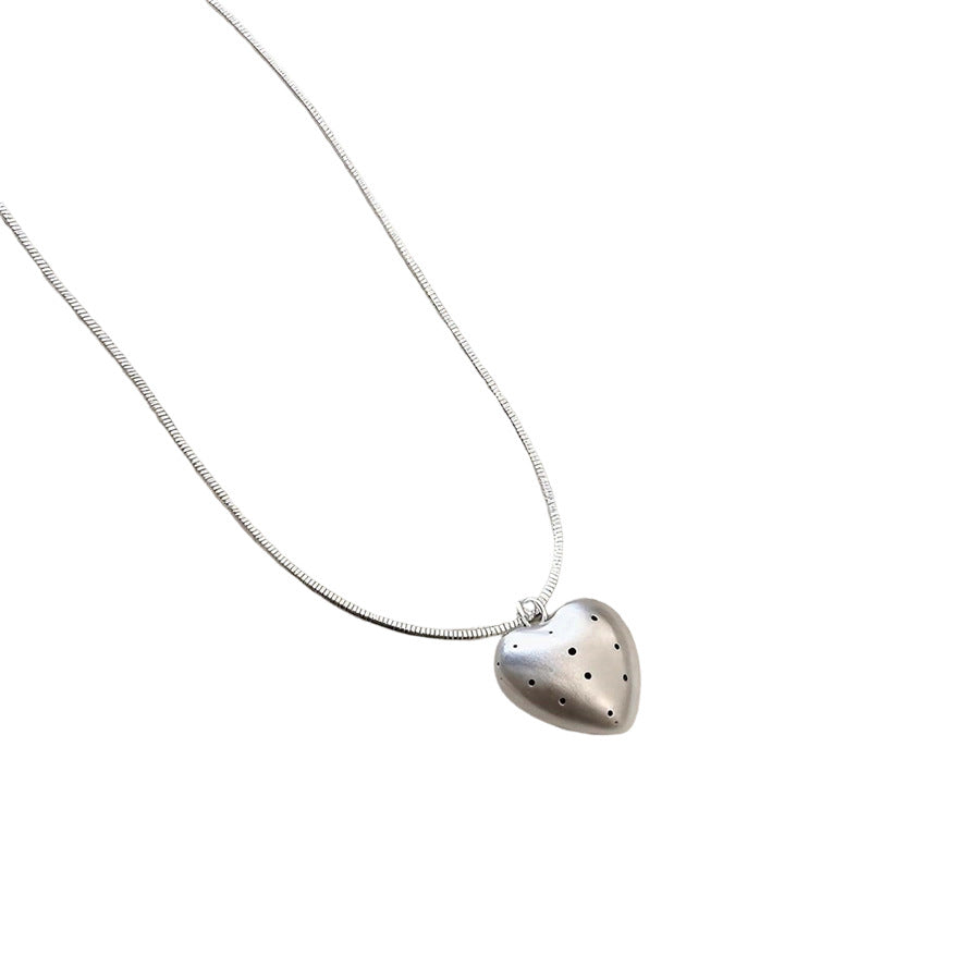 Korean Polka Dot Heart Pendant Necklace - view 5