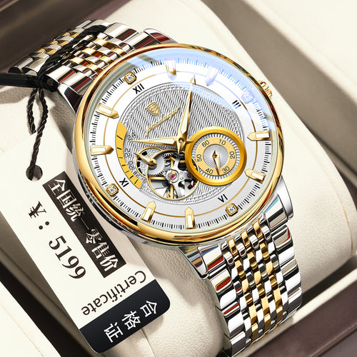 POEDAGAR Self-Winding Men Mechanical Watch Waterproof Glow Ultra Thin Mens Watch Live Export Bestseller Watch