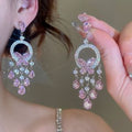 French Elegant Rhinestone Butterfly Stud Earring Necklace Set Imperial Breeze Tassel Light Luxury Premium Accessory Set Wholesale