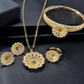 EU/US Import Accessory Flower Cutout Colorful Cubic Zirconia Necklace Bracelet Set Earrings Ring Light Luxury Simple Jewelry Women Set