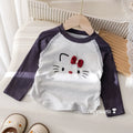Girls' Cartoon Print Lace Trim T-Shirt