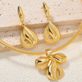 Overseas Western Gold Plated Small Leaves One Leaf Student Fortune Women Jewelry Quality Pendant Necklace Earrings Set Present Jewelry