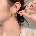 复古气质金属耳钉女2025新款爆款网红小众高级感耳环金色百搭耳饰