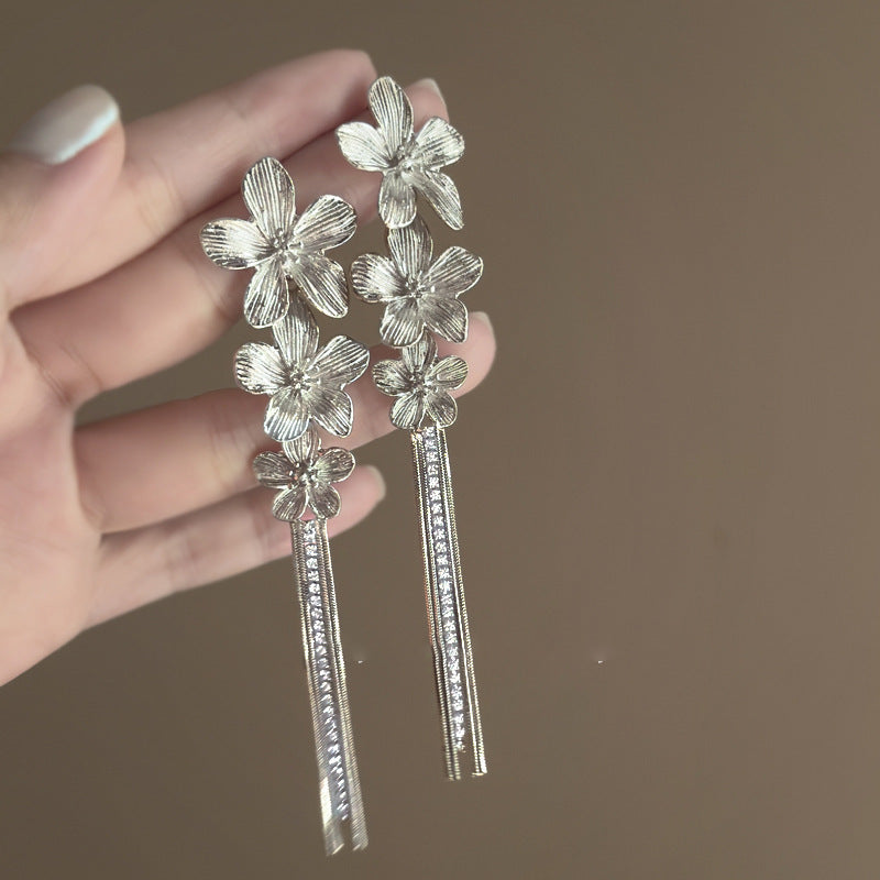 Floral Tassel Drop Earrings - view 3